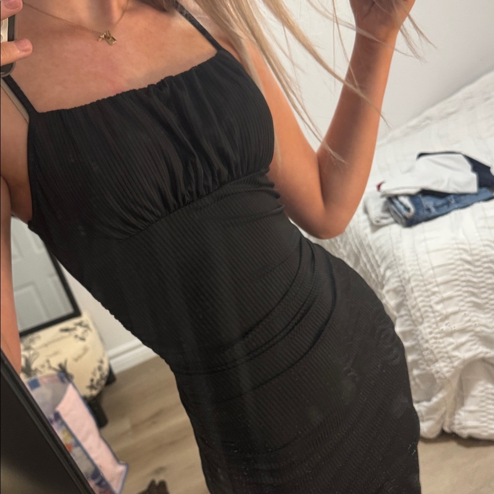 Elegant Black Ruched Dress
